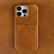 Premium Genuine Leather Card Slot Case for iPhone 15–17 Series – Vintage Wallet Cover