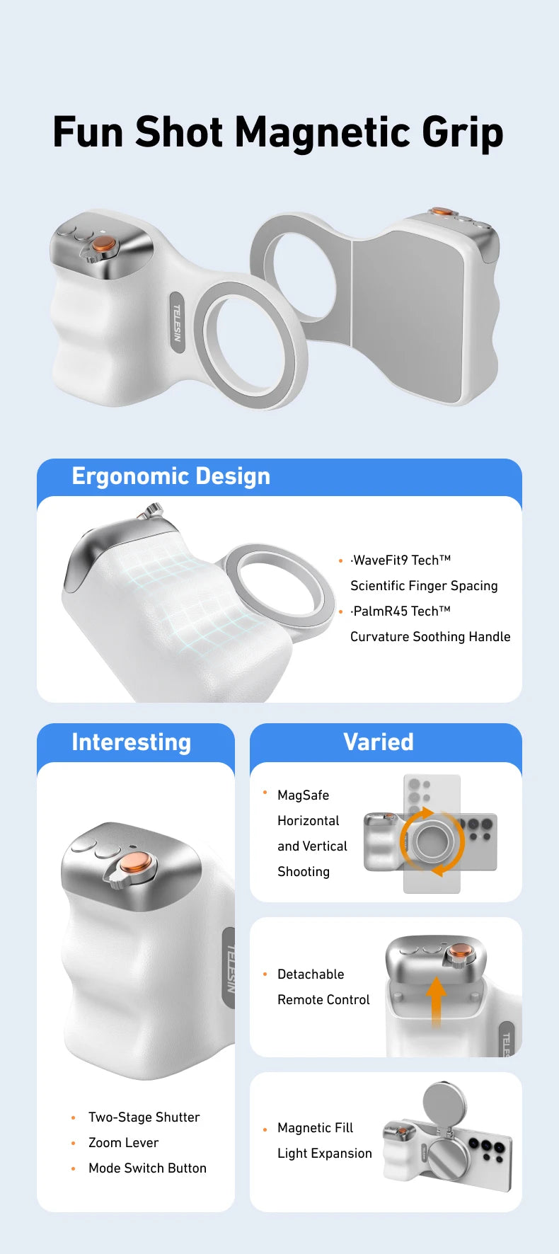 TELESIN Phone Camera Grip with Remote – iPhone & Android