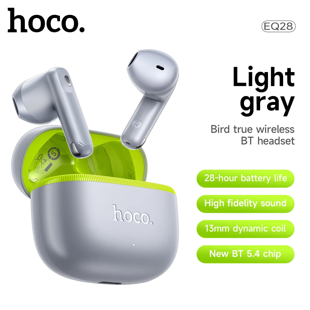 HOCO EQ28 TWS Wireless Earphones – Bluetooth HiFi Bass Earbuds with Microphone