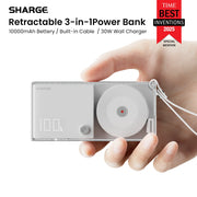 30W Portable 3-in-1 Power Bank – USB-C Charger with AC Plug for Phones