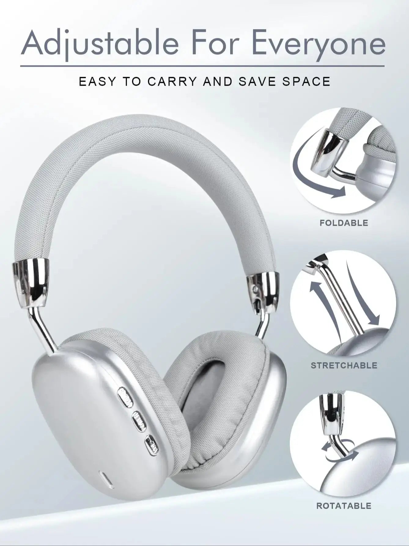B36 Wireless Bluetooth 5.3 Over-Ear Headphones – ANC Noise Cancelling, Foldable Design & HD Microphone