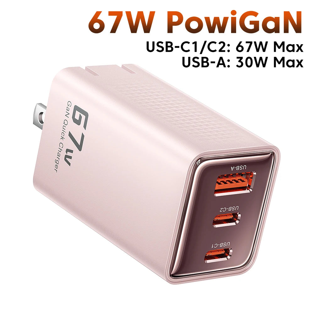 Toocki 67W GaN Charger – Fast USB-C PD for iPhone, MacBook & Samsung