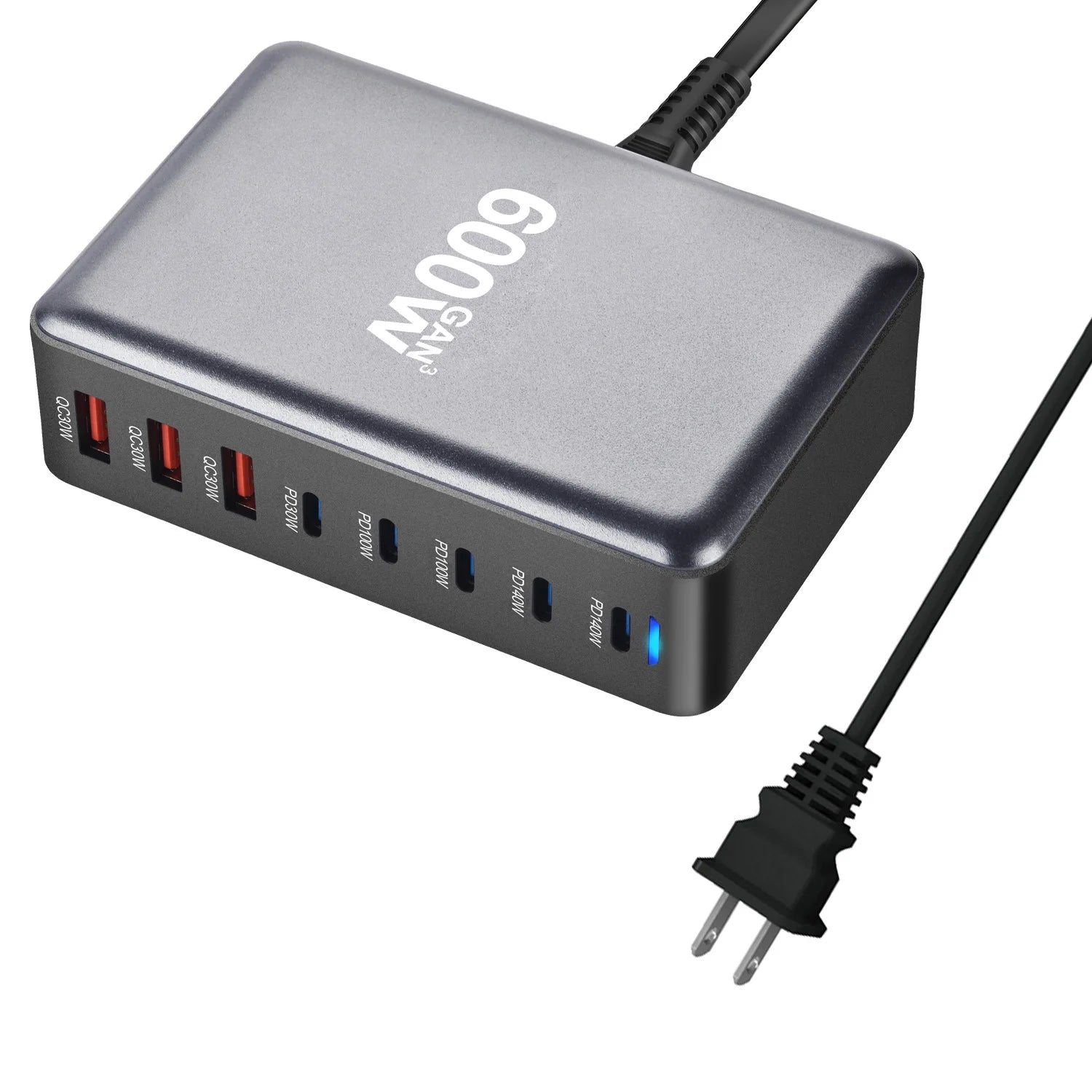2025 600W GaN 8-Port Fast Charger – USB-C PD3.1