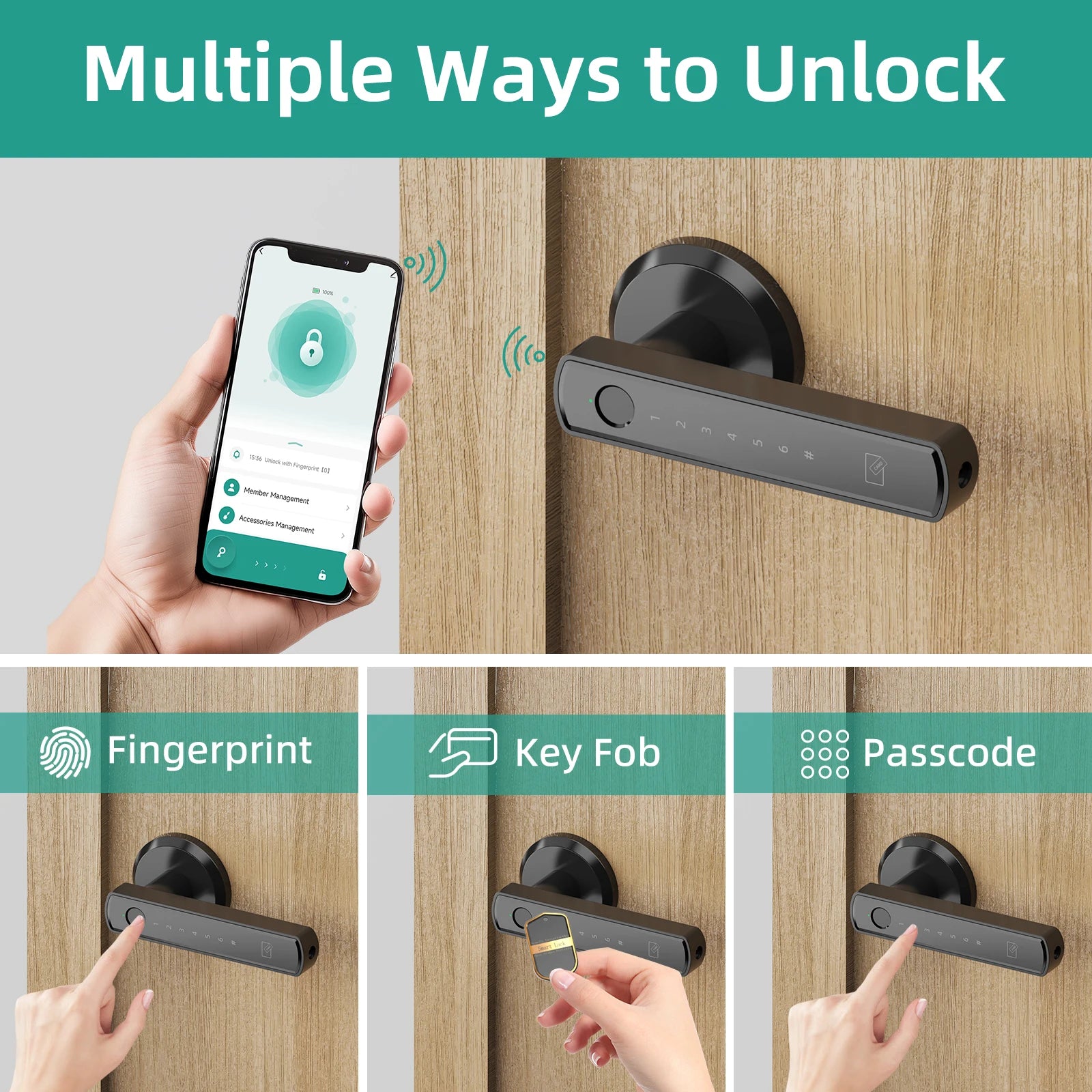 Viladepot Smart Fingerprint Door Lock – Touchscreen Keypad & App Control