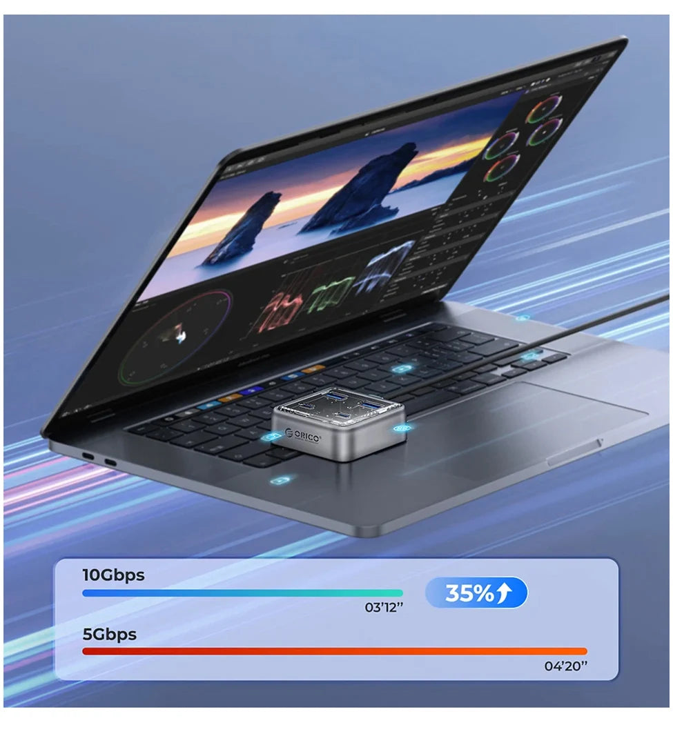 ORICO 10Gbps USB 3.2 Hub – 4-Port High-Speed Type-C Docking Station