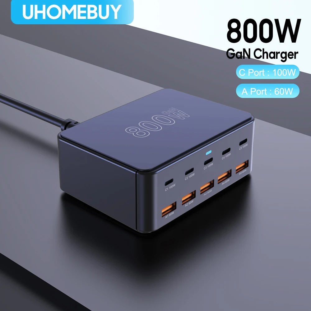 800W USB-C GaN Charger – 100W PD Multiport Fast Charging
