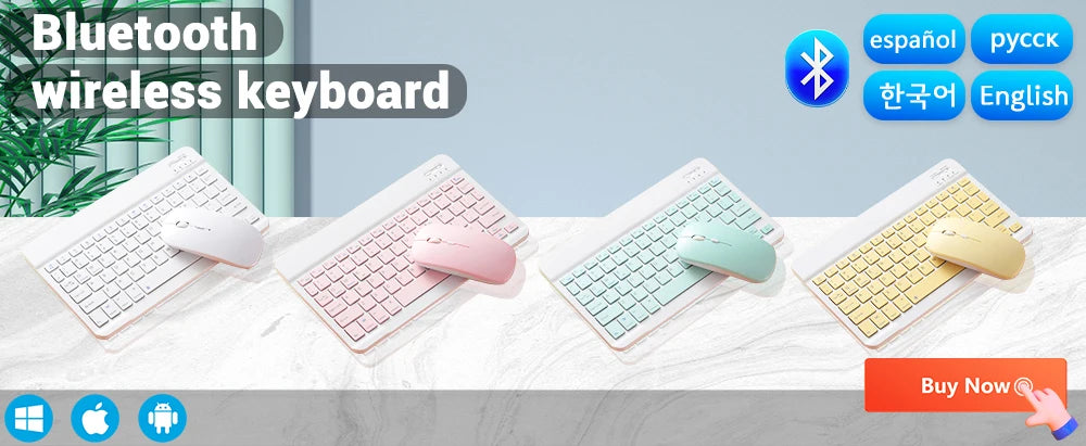 Wireless Keyboard Mouse Combo – iPad, Android, Windows Tablet, Multi-Language