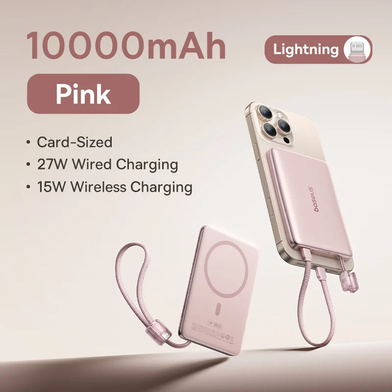 Baseus 10,000mAh Magnetic Power Bank – Wireless 15W & PD 27W Fast Charge