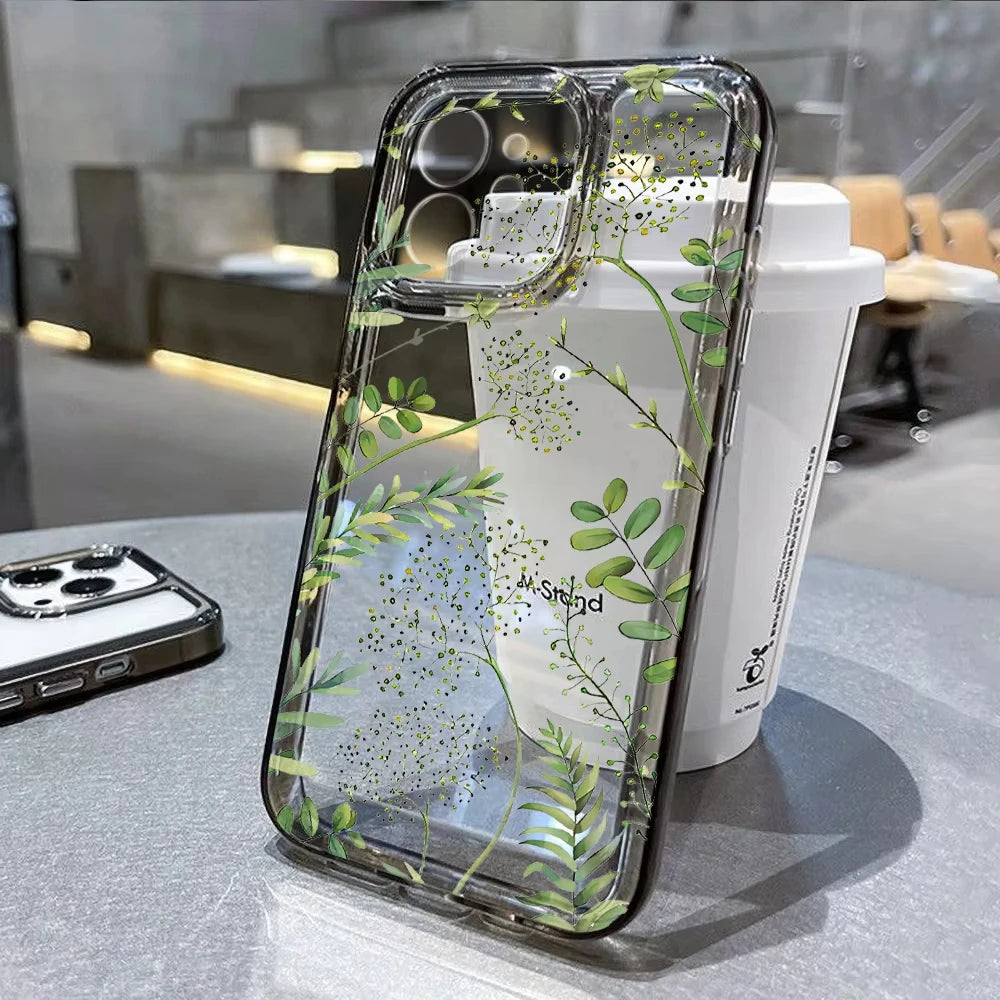 Transparent Flower Silicone Shockproof Case – iPhone 15–17 Series