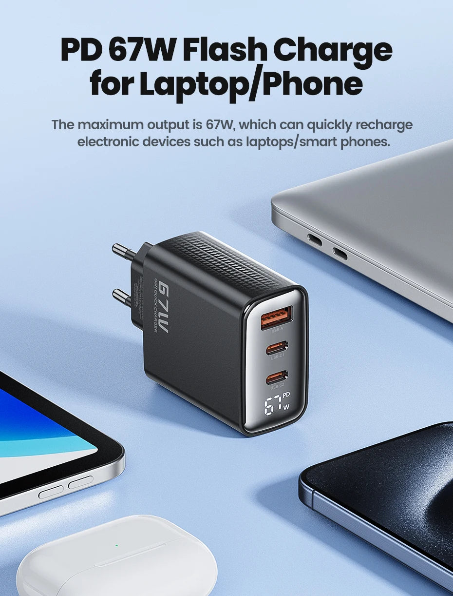 TOOCKI GaN Charger – Fast 67W Wall Adapter