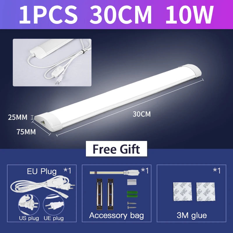 LED Tube Light with Switch – Wired Lighting Strip (10W / 20W Options)