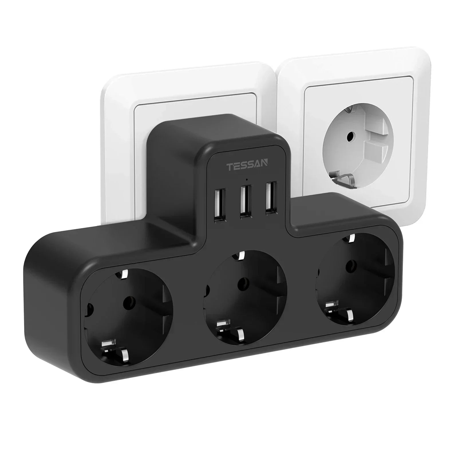 TESSAN Wall Power Strip – USB Ports & Overload Protection
