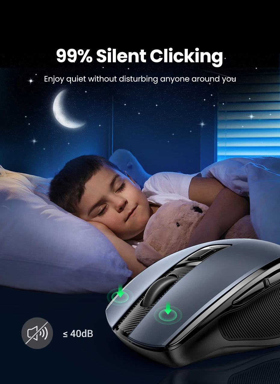 UGREEN Ergonomic Wireless Mouse – 6 Buttons, 2.4G/BT Dual Mode, 4000 DPI