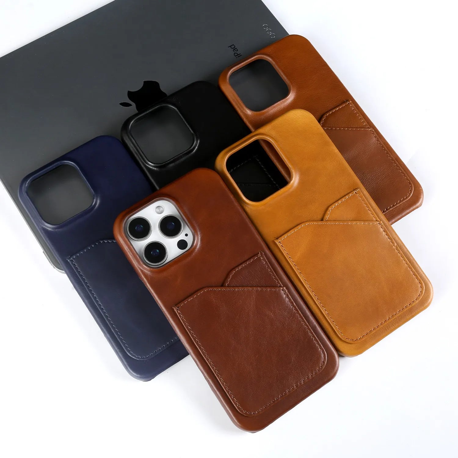 Premium Genuine Leather Card Slot Case for iPhone 15–17 Series – Vintage Wallet Cover