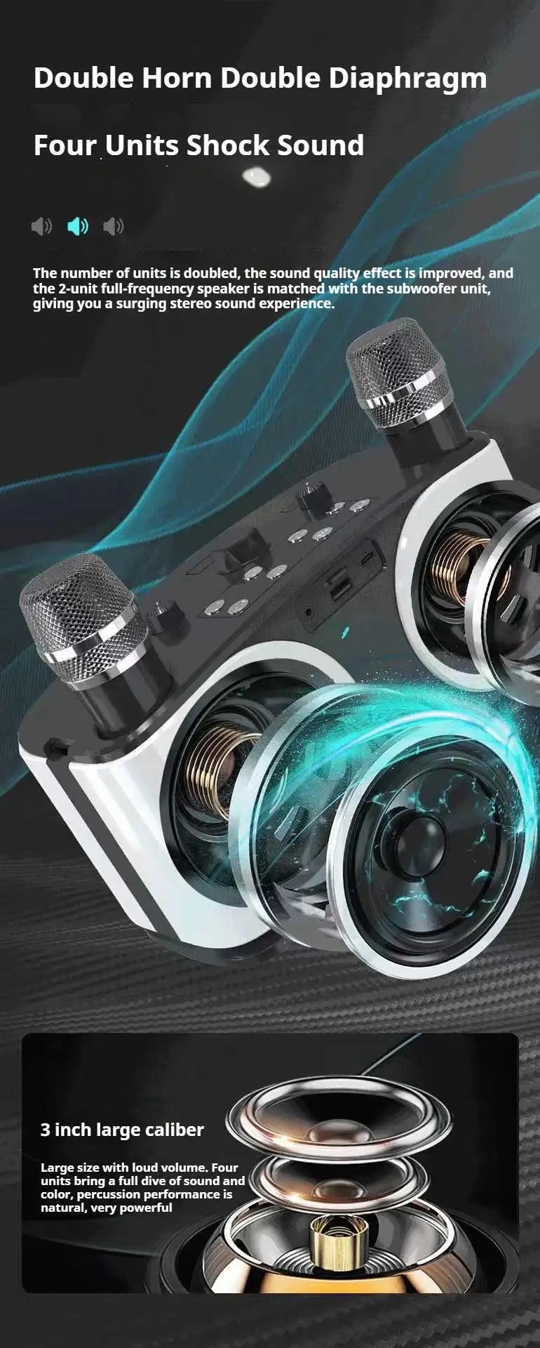 Karaoke Portable Wireless Bluetooth Speaker With Microphone Machine Subwoofer Powerful Sound Box Music Caixa De Som Bocina Audio