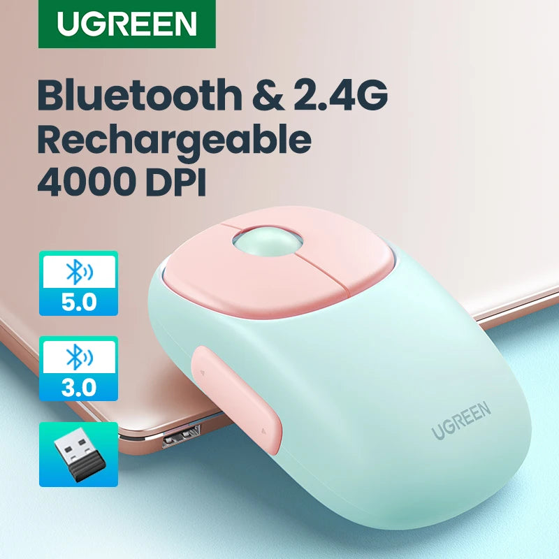 UGREEN Wireless Bluetooth Mouse – 4000 DPI, Rechargeable, Multi-Mode