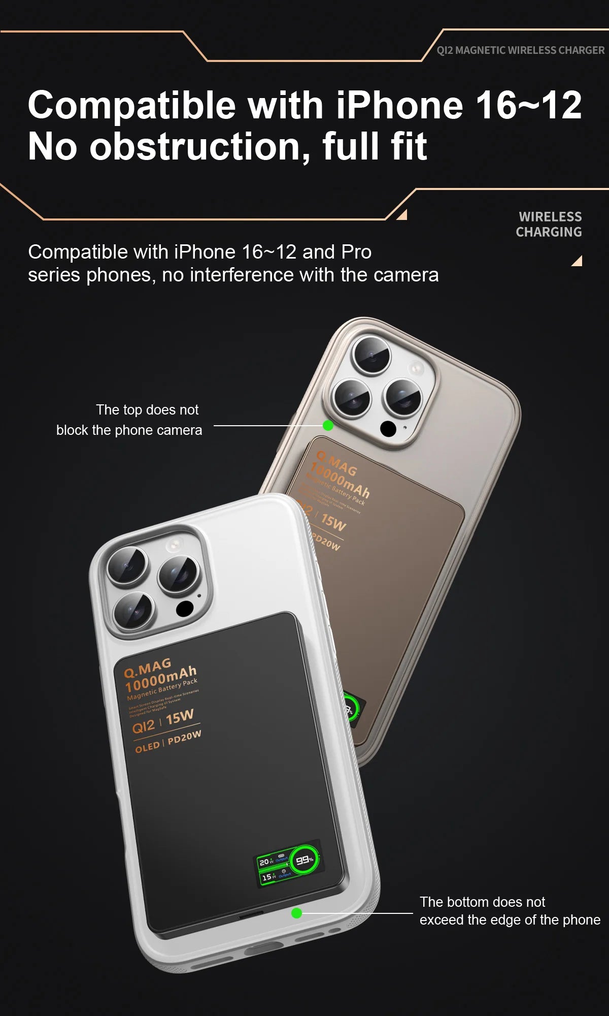 15W Wireless Magnetic Power Bank – LCD Display, iPhone, AirPods & Watch Charging