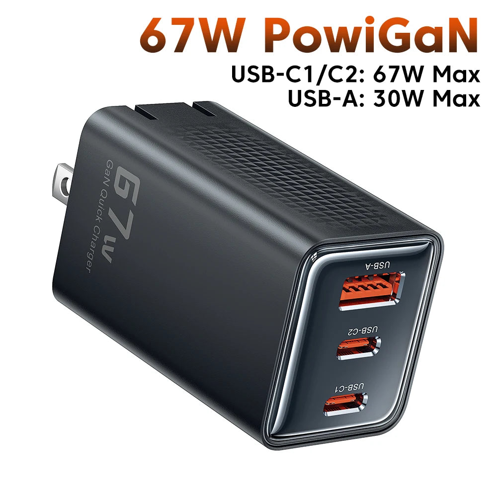 Toocki 67W GaN Charger – Fast USB-C PD for iPhone, MacBook & Samsung