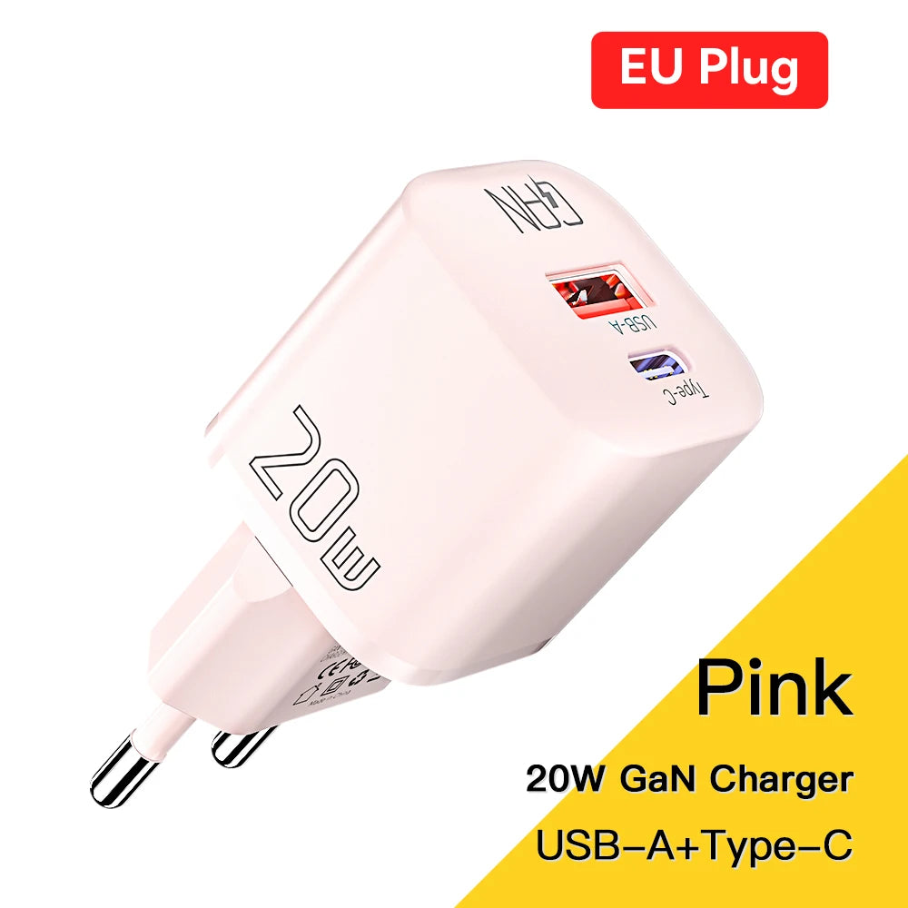 Essager 20W GaN USB Type C Charger Fast Charge Phone QC 3.0 Quick Chargers For iPhone 15 14 13 12 11Pro Max Mini iPad Charging