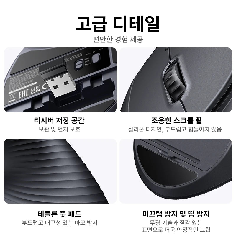 UGREEN Bluetooth 2.4G Vertical Wireless Mouse – Ergonomic, 4000 DPI, 6 Buttons