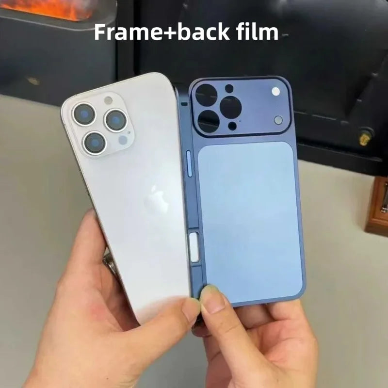 Color Alloy Frame Case – Anti-Drop Back Cover for iPhone 13–17 Pro/Pro Max