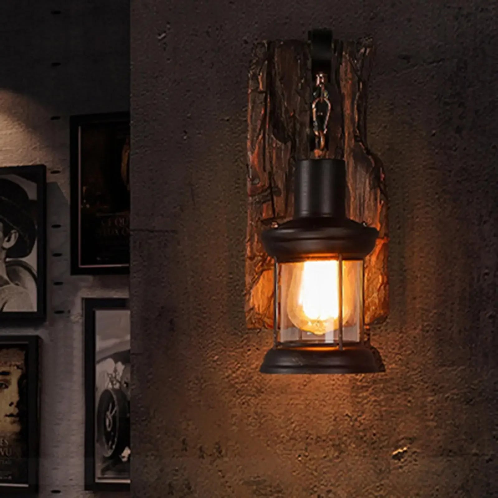 Rustic Wall Lamp – Industrial Wood & Metal Wall Sconce