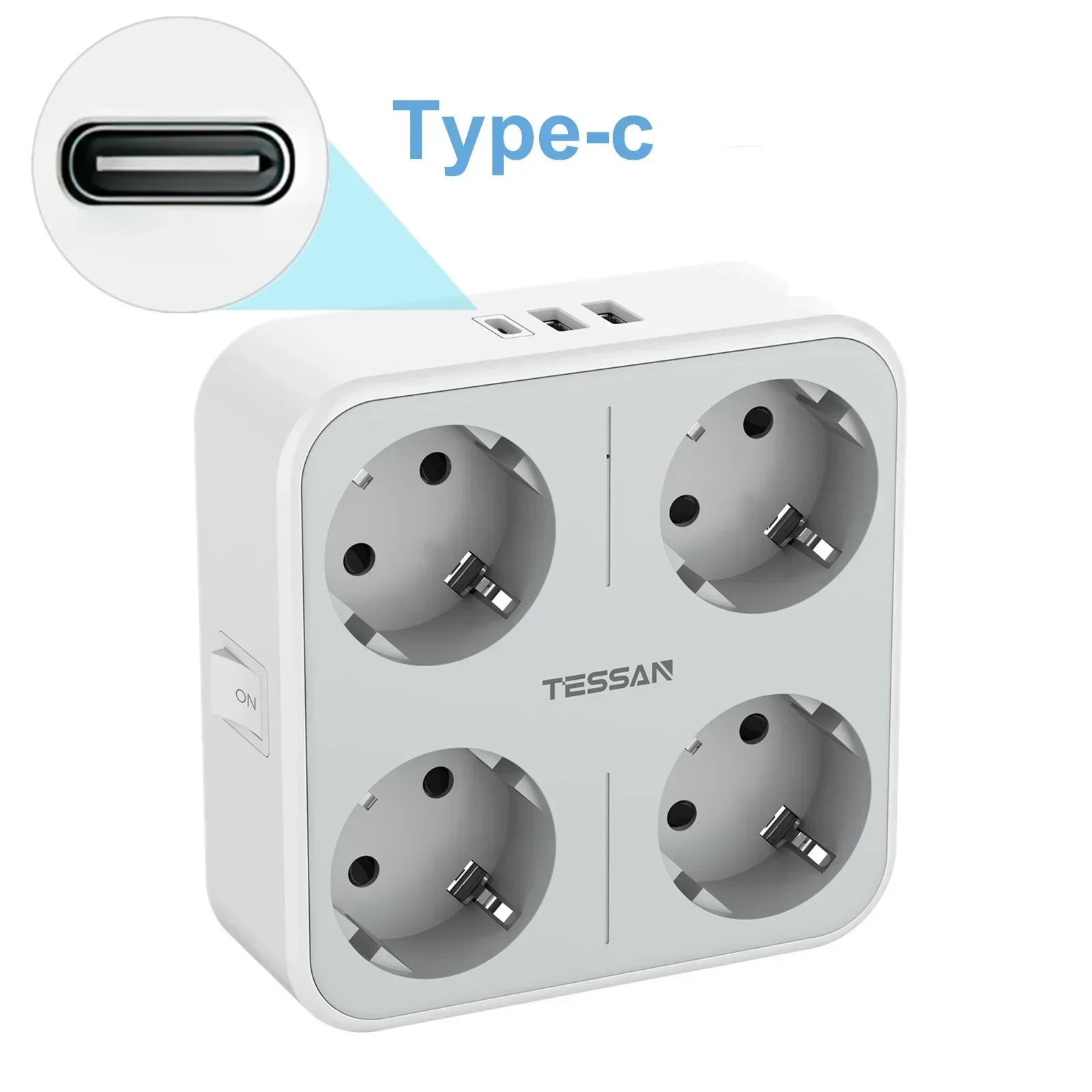 TESSAN Wall Power Strip – USB Ports & Overload Protection