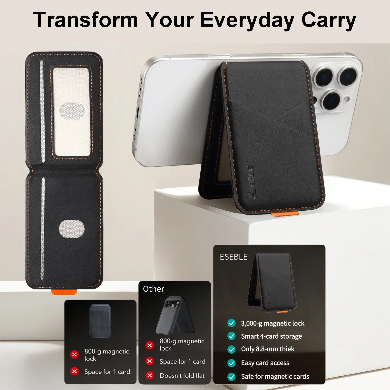 iPhone MagSafe Leather Card Holder – RFID Bank & ID Card Protector