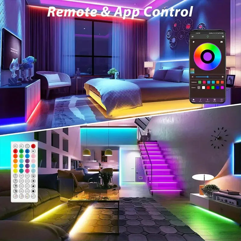 RGB 5050 Bluetooth LED Strip Lights – Smart App-Controlled Color Changing LED Light Strip (10M–30M)