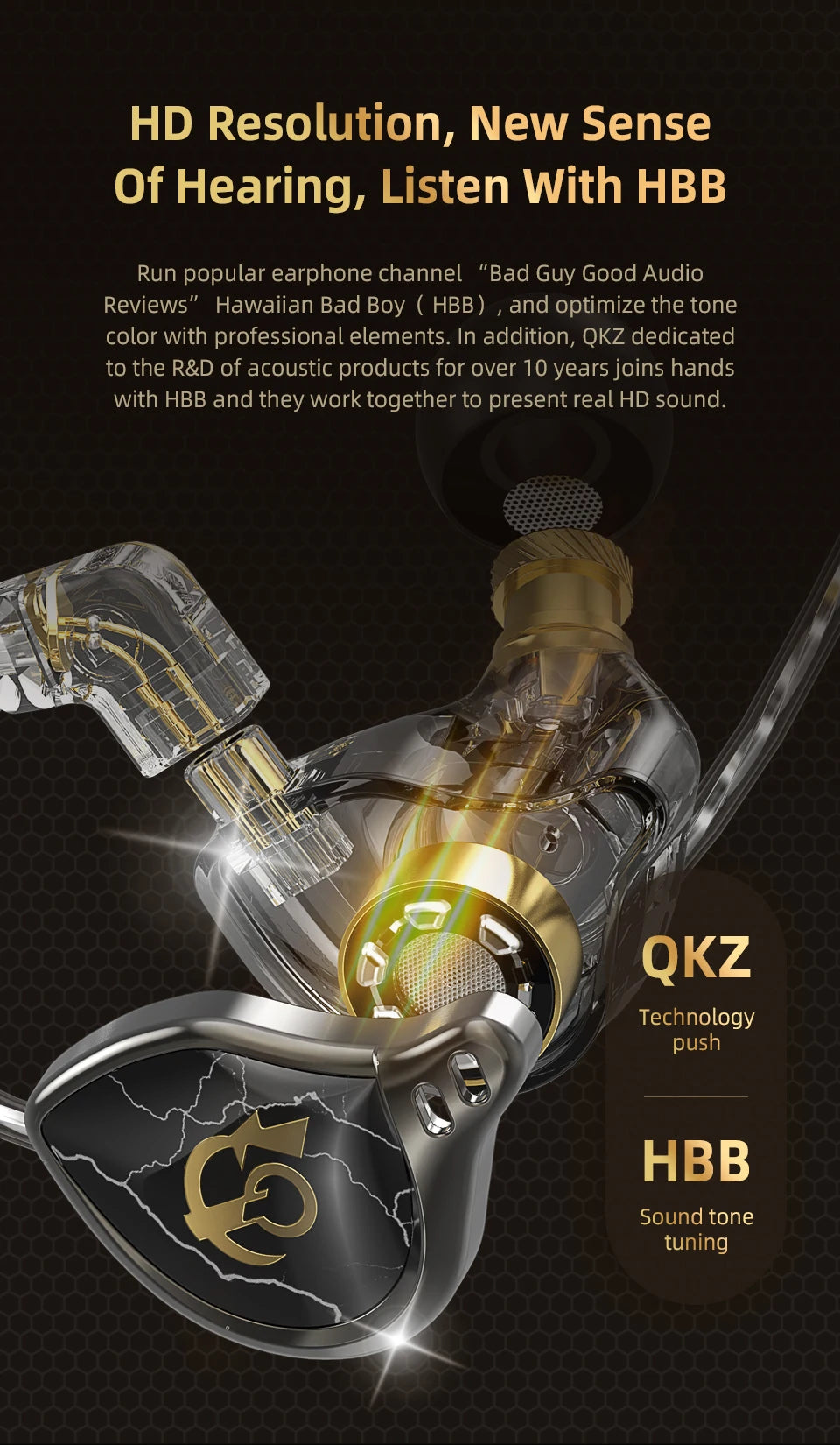 QKZ x HBB 10mm HiFi Earphones – Semi-Open Design