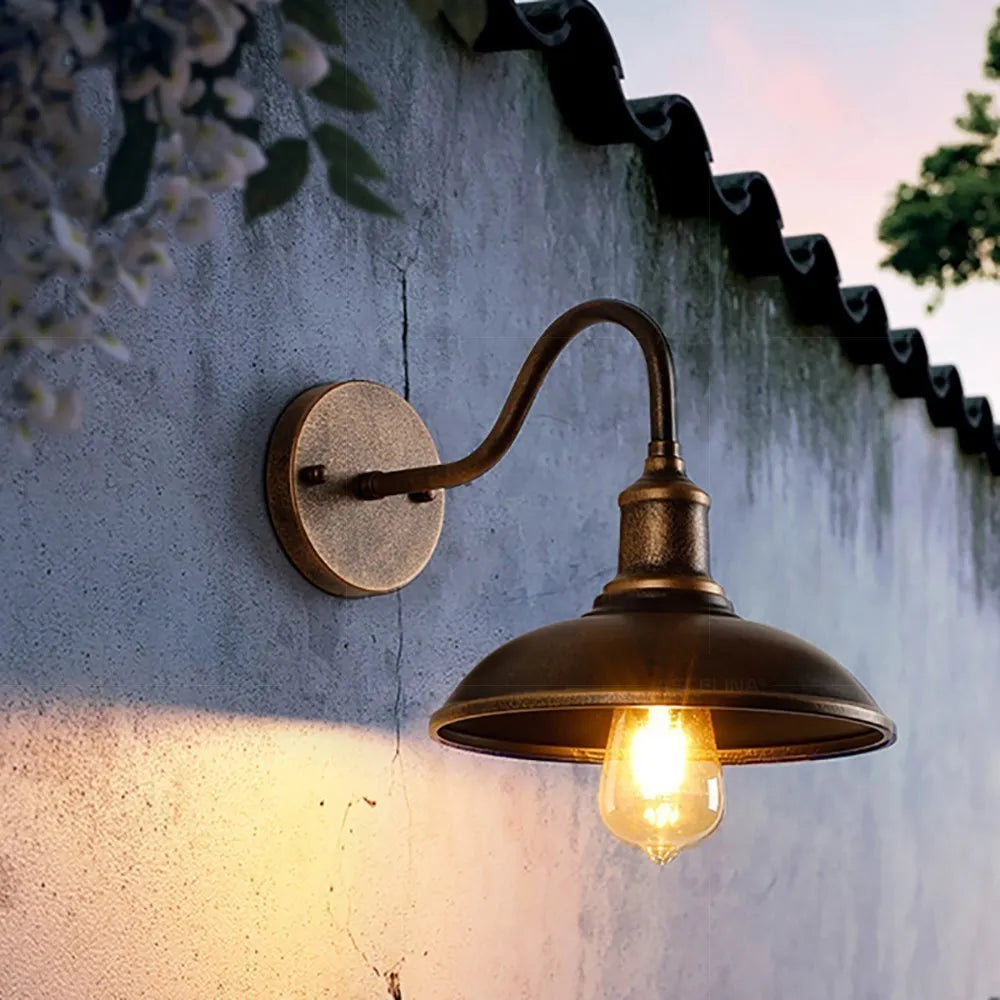 Retro LED Outdoor Wall Lamp – Waterproof, E27 Bulb Compatible
