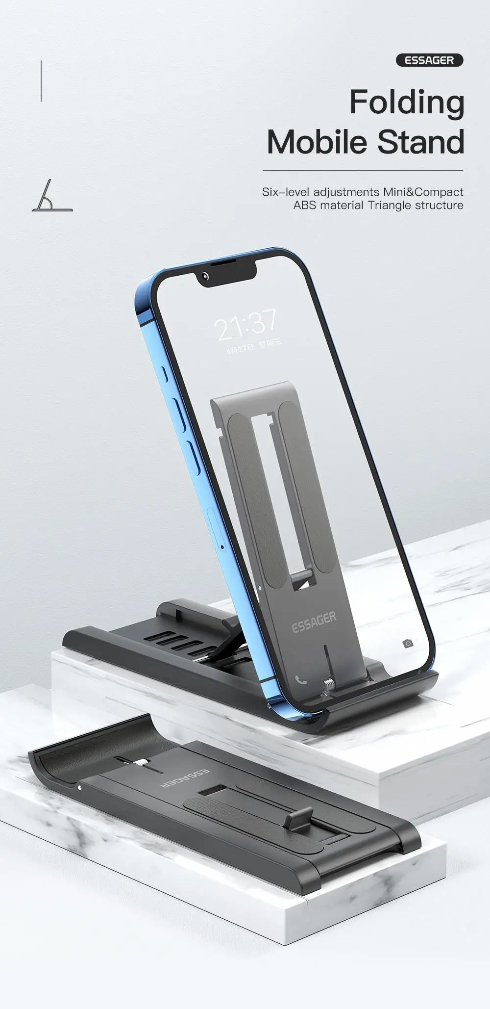 Essager Universal Desktop Mobile Phone Holder Stand For iphone14 13 Pro Max iPad Xiaomi Foldable Desk Bracket Portable Stand New
