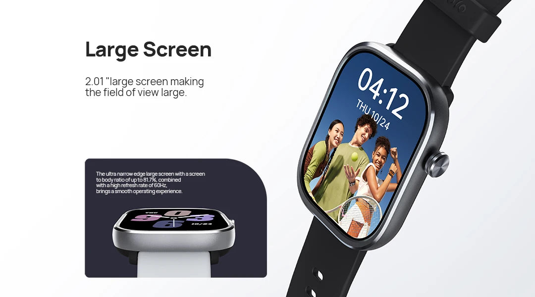Mibro C4 Smartwatch – 2’’ Large Screen, Bluetooth Call, Heart & Oxygen Monitor