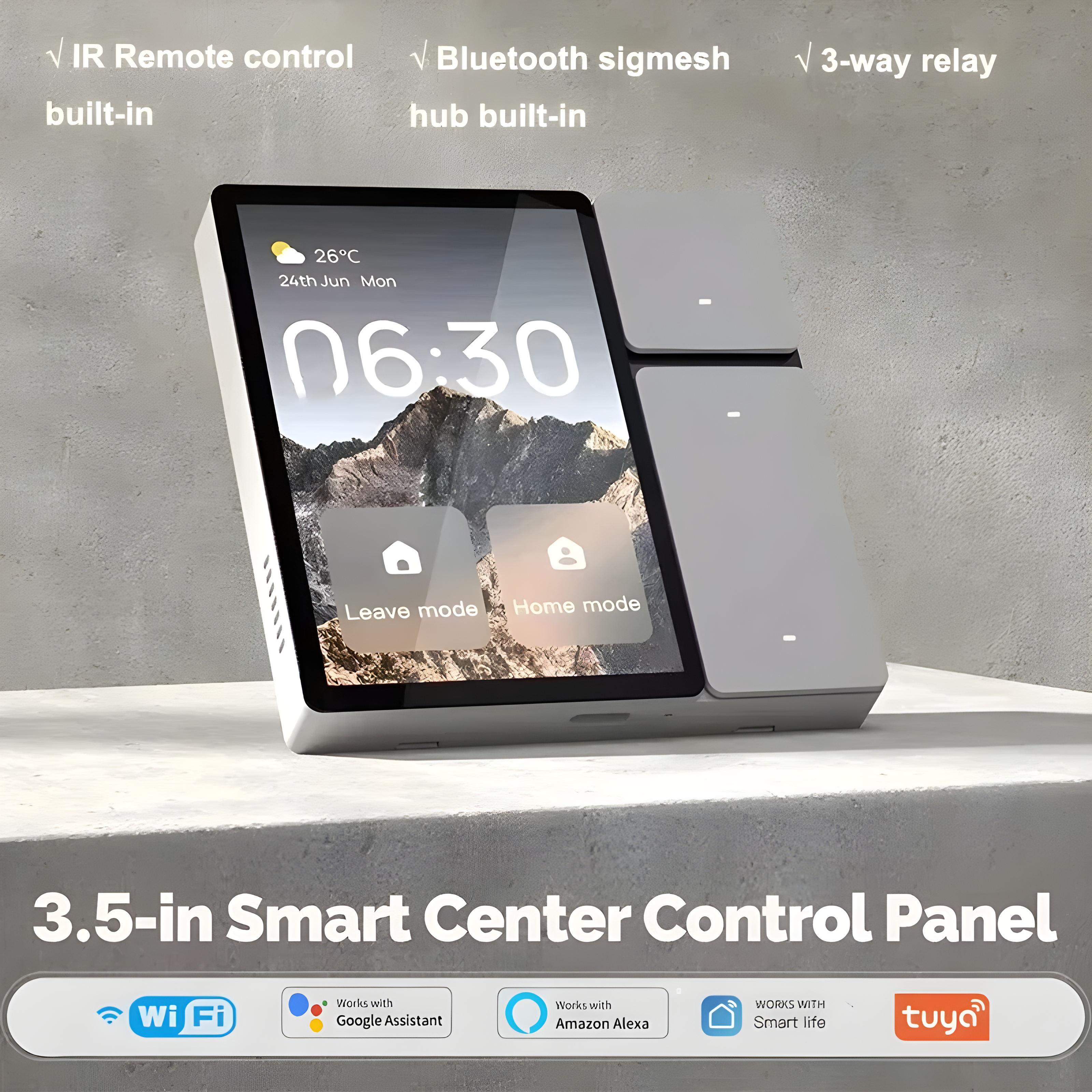 3.5" Smart Home Control Panel — Wi-Fi Touchscreen with Alexa & IR Remote