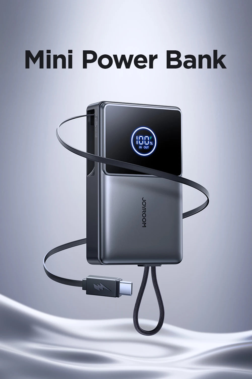 10000mAh Fast Charging Power Bank – Joyroom with Retractable Type-C Cable