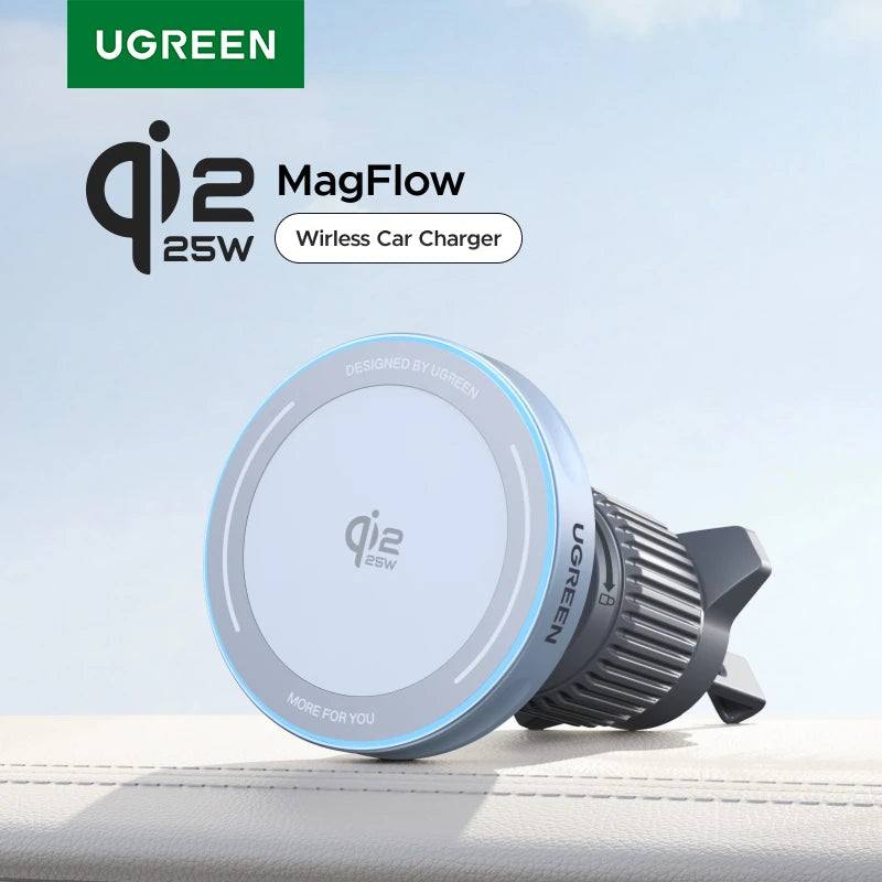 UGREEN Qi2 Magnetic Car Charger for iPhone – Wireless 25W/15W