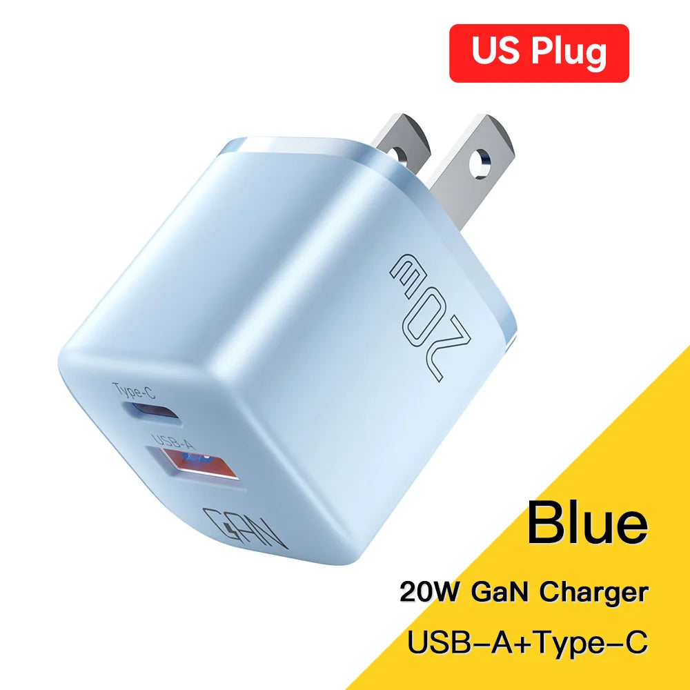 Essager 20W GaN USB Type C Charger Fast Charge Phone QC 3.0 Quick Chargers For iPhone 15 14 13 12 11Pro Max Mini iPad Charging