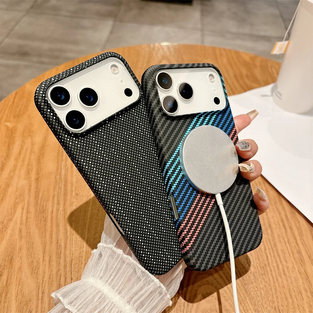 Magnetic Kevlar Carbon Fiber iPhone Case – Slim & Protective