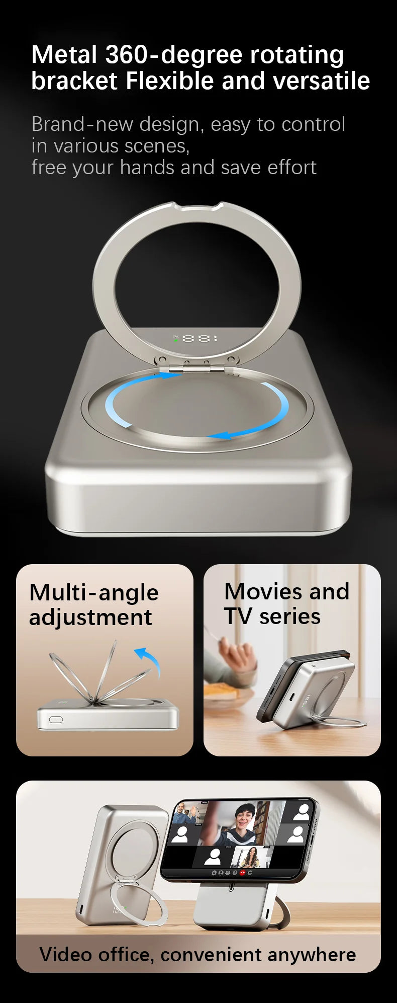 10,000mAh Magnetic Power Bank – MagSafe & Wireless Fast Charging 20W