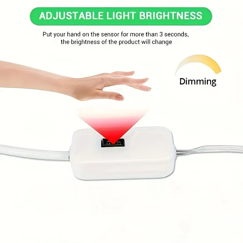 USB 5V Neon LED Strip Light Waterproof Flexible Tape with Hand Sweep Sensor Dimmer Switch for Home Room Decoration Lighting