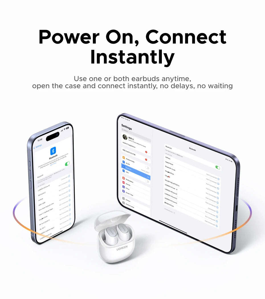 UGREEN Dots Earbuds – Bluetooth, Long Playtime, App-Controlled Sound