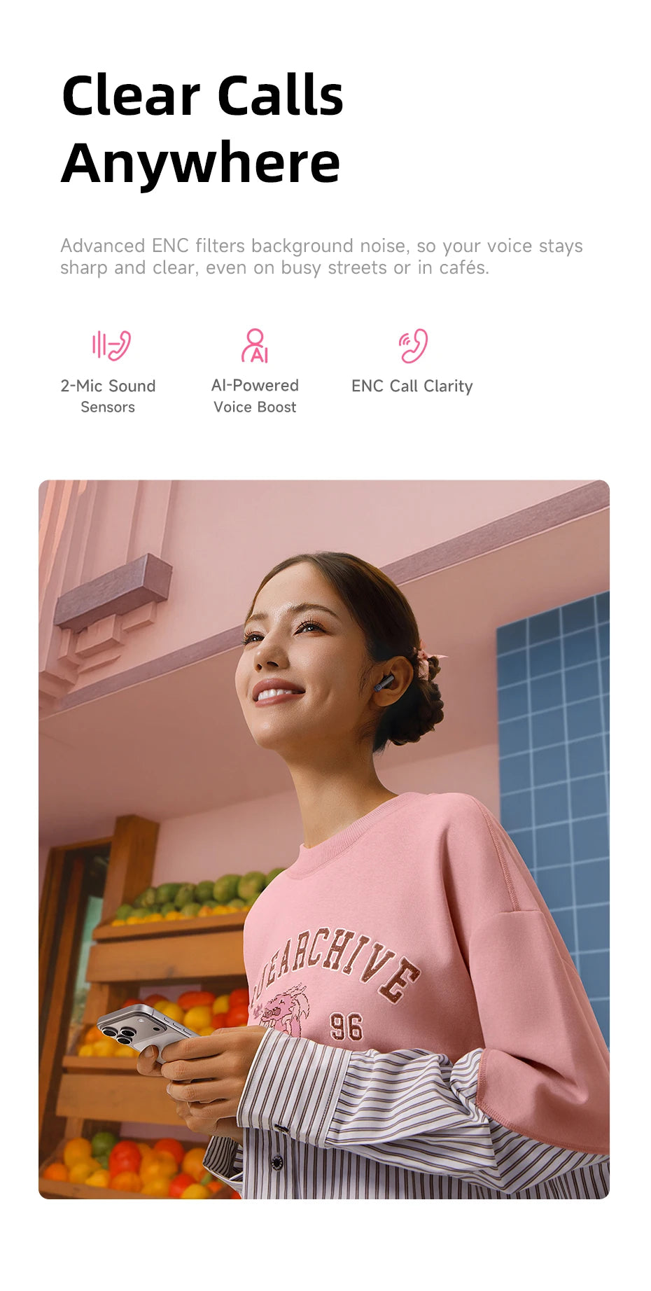 Baseus BS2 Lite True Wireless Earbuds – 40H Playtime, AI Clear Calls, Noise Canceling, IP55
