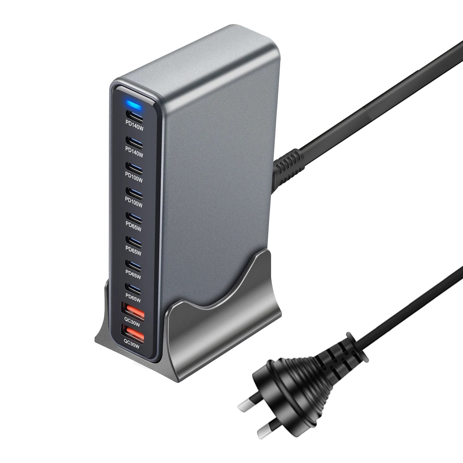 800W GaN 10-Port USB-C Fast Desktop Charger – PD3.1 for iPhone, Samsung & Laptop