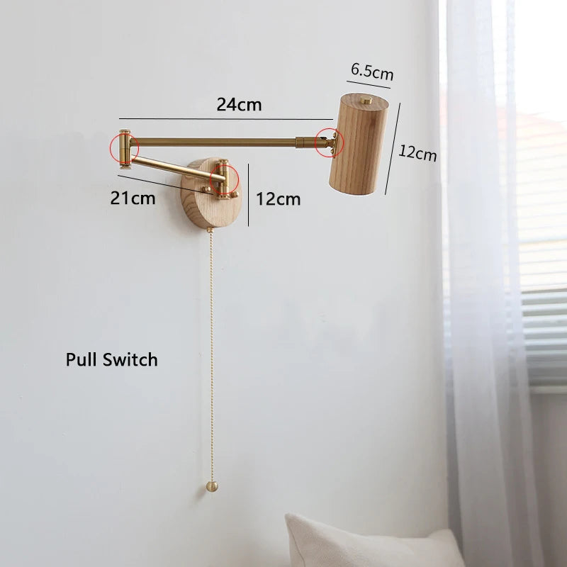 QUASHION Modern Wall Lamp – Rotatable Wood & Iron Sconce