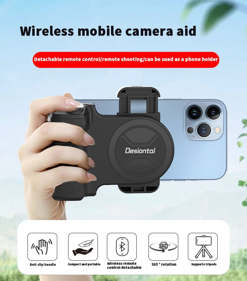 Magnetic SnapGrip Phone Stand – Selfie & Vlogging Tripod with Bluetooth Remote