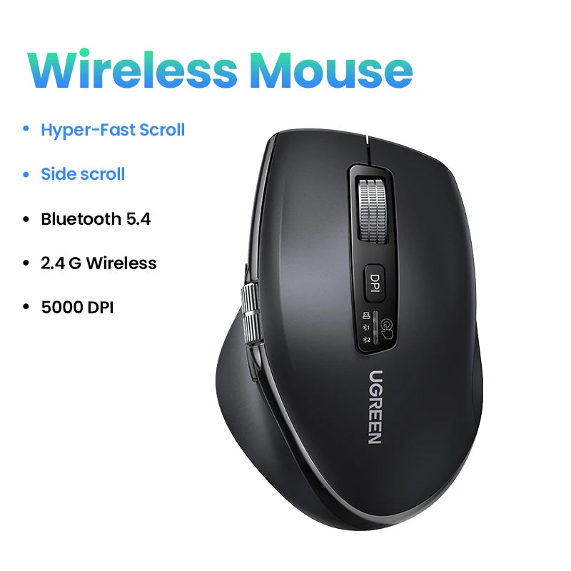 UGREEN Wireless Hyper-Fast Scroll Mouse – Bluetooth 5.4 & 2.4G, Ergonomic, 5000 DPI