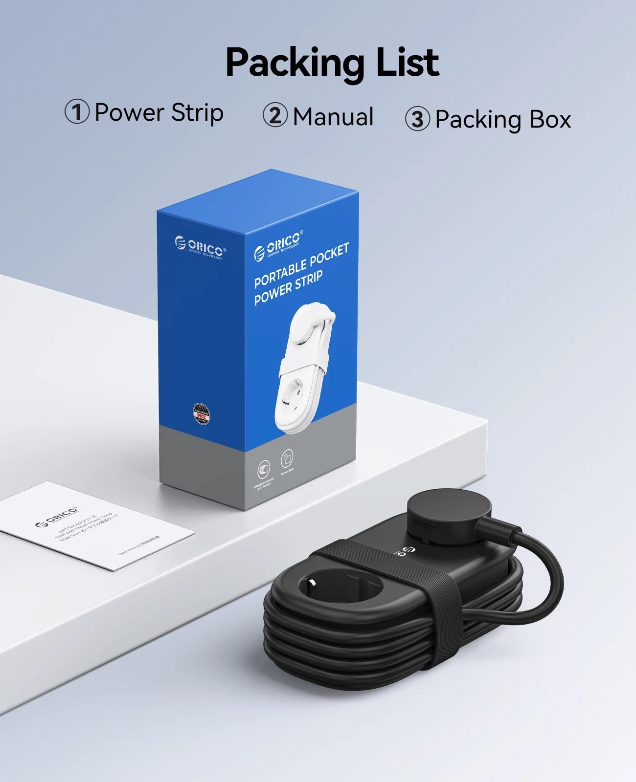ORICO 65W GaN Power Strip – 2 AC Outlets, 2 USB & 1 USB-C