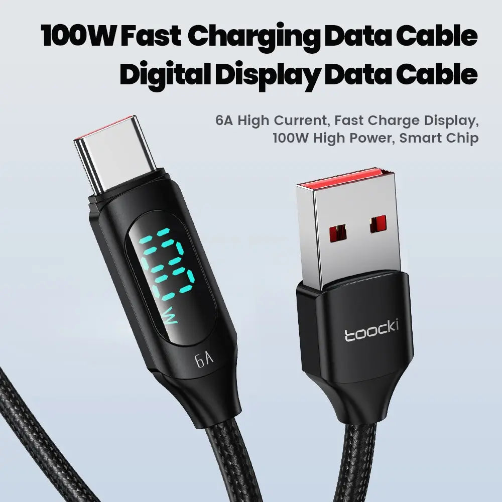 TOOCKI 100W USB-C Fast Charging Cable – PD Charging & Data Sync Cable (1M / 2M)