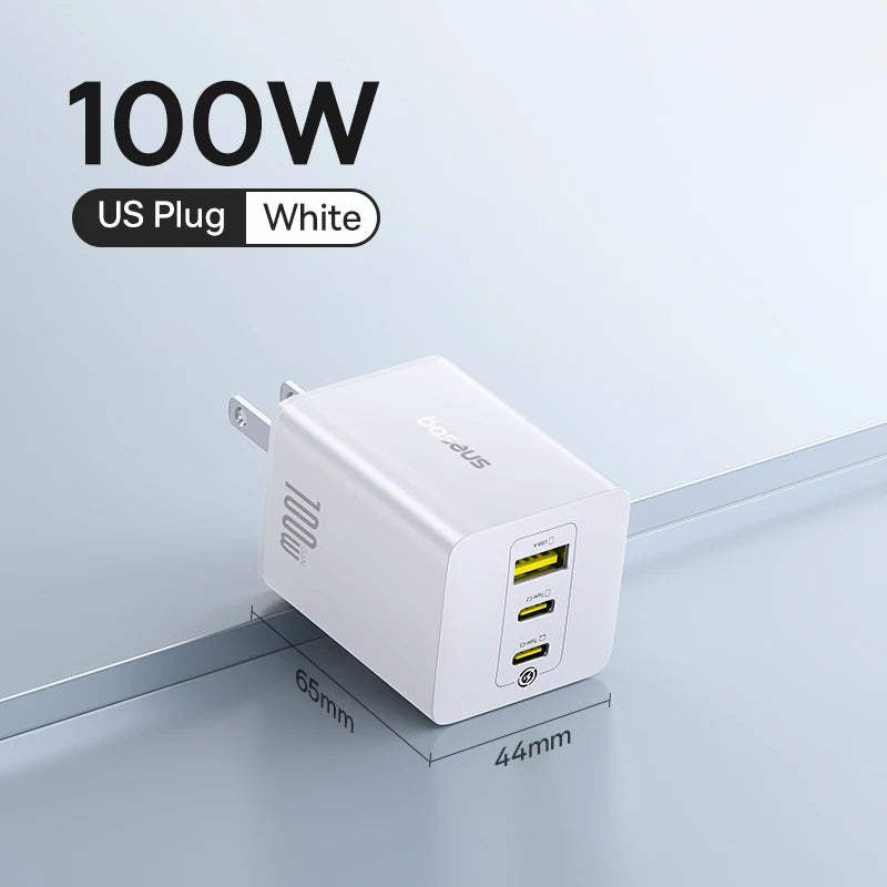Baseus 100W Fast Charger GaN Charger For iPhone 17 16 Xiaomi Samsung Laptop Tablet USB C Charger QC PD Charger USB Phone Charger