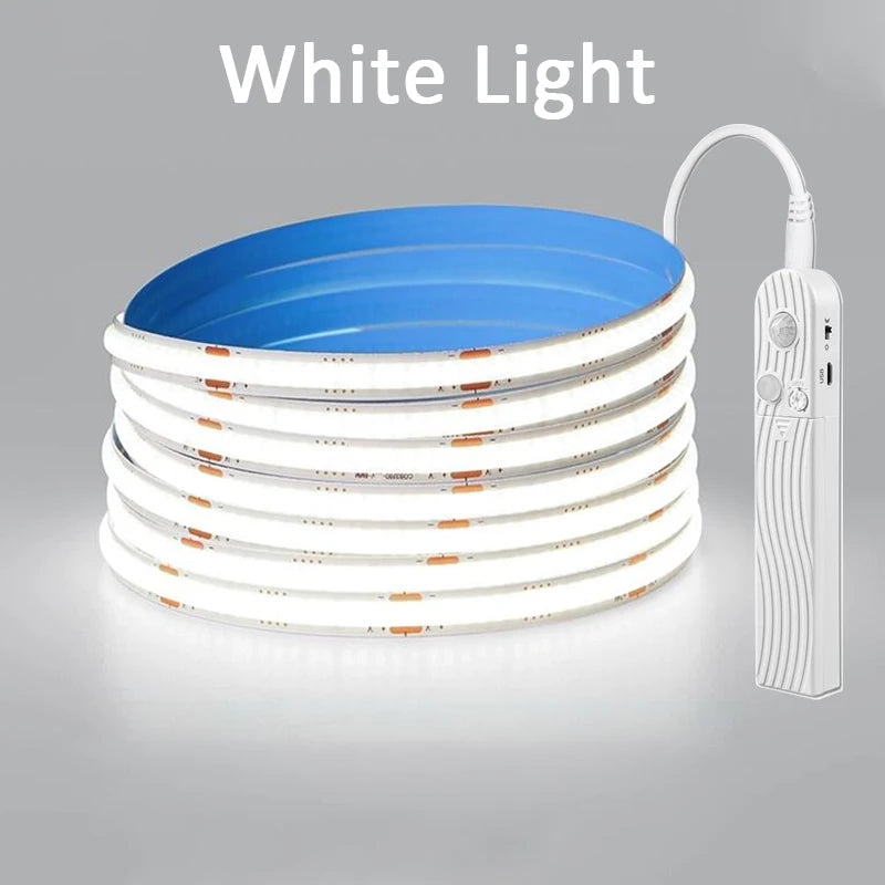 Motion Sensor LED Light Strip – Battery Powered COB Strip for Indoor Lighting